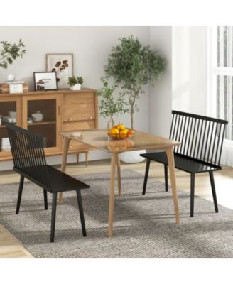 Entryway Bench for 2 with Spindle Back for Kitchen Dining Room Hallway