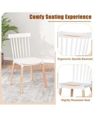 Set of 4 Windsor Dining Chairs with Spindle Backs and Curved Seats