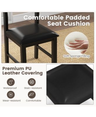 Wooden Dining Chair Set of 2 with Rubber Wood Frame and Padded Cushion