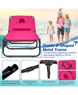 Beach Chaise Lounge Chair with Face Hole and Removable Pillow