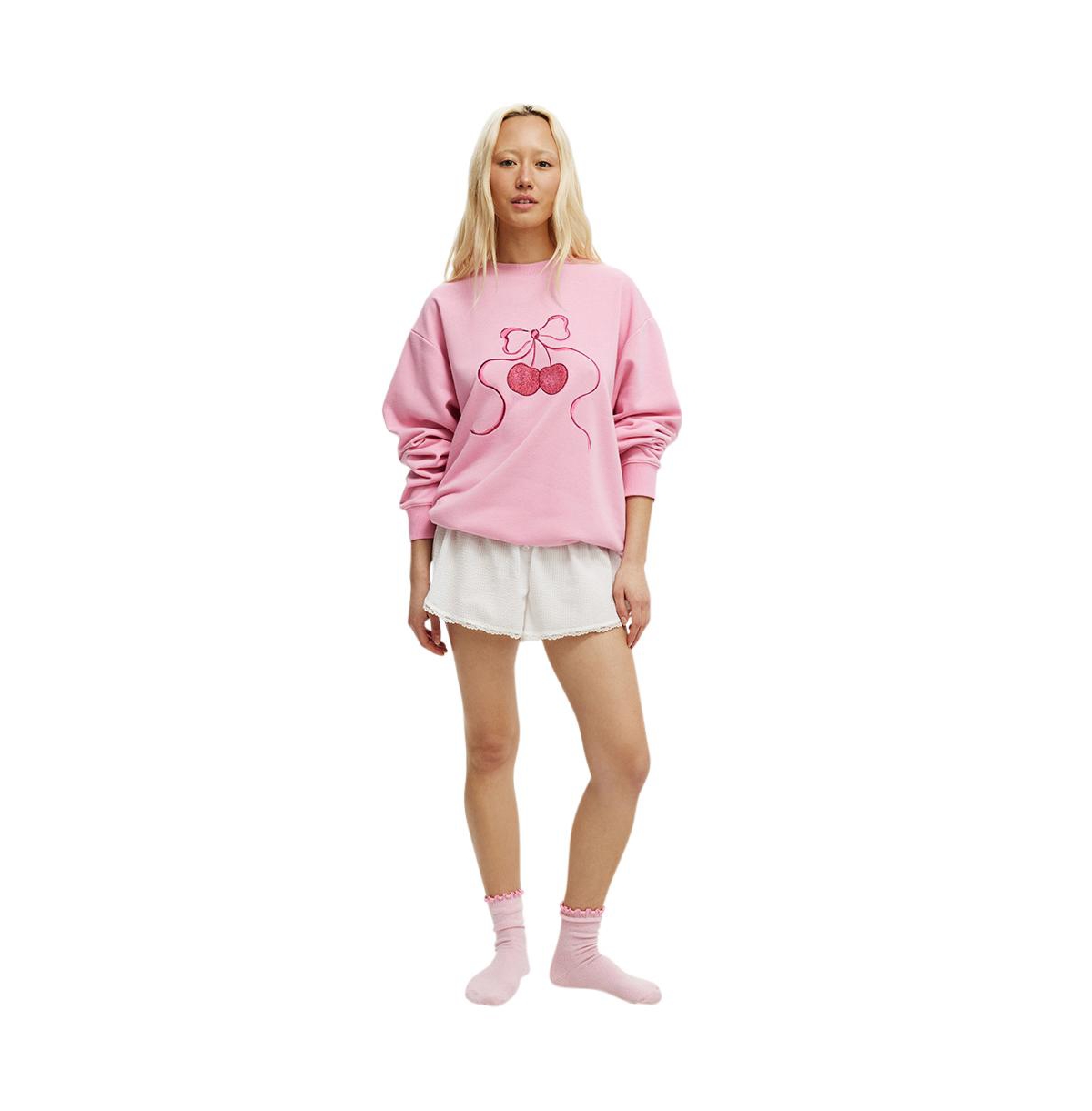 Cotton On Women's Novelty Sleep Fleece - cherry bow
