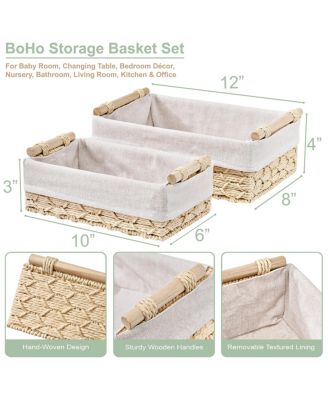 2-Pack Handmade Storage Paper Rope Baskets Set: Bohemian Design for Household Essentials - Durable, Compact, Perfect for All Decor