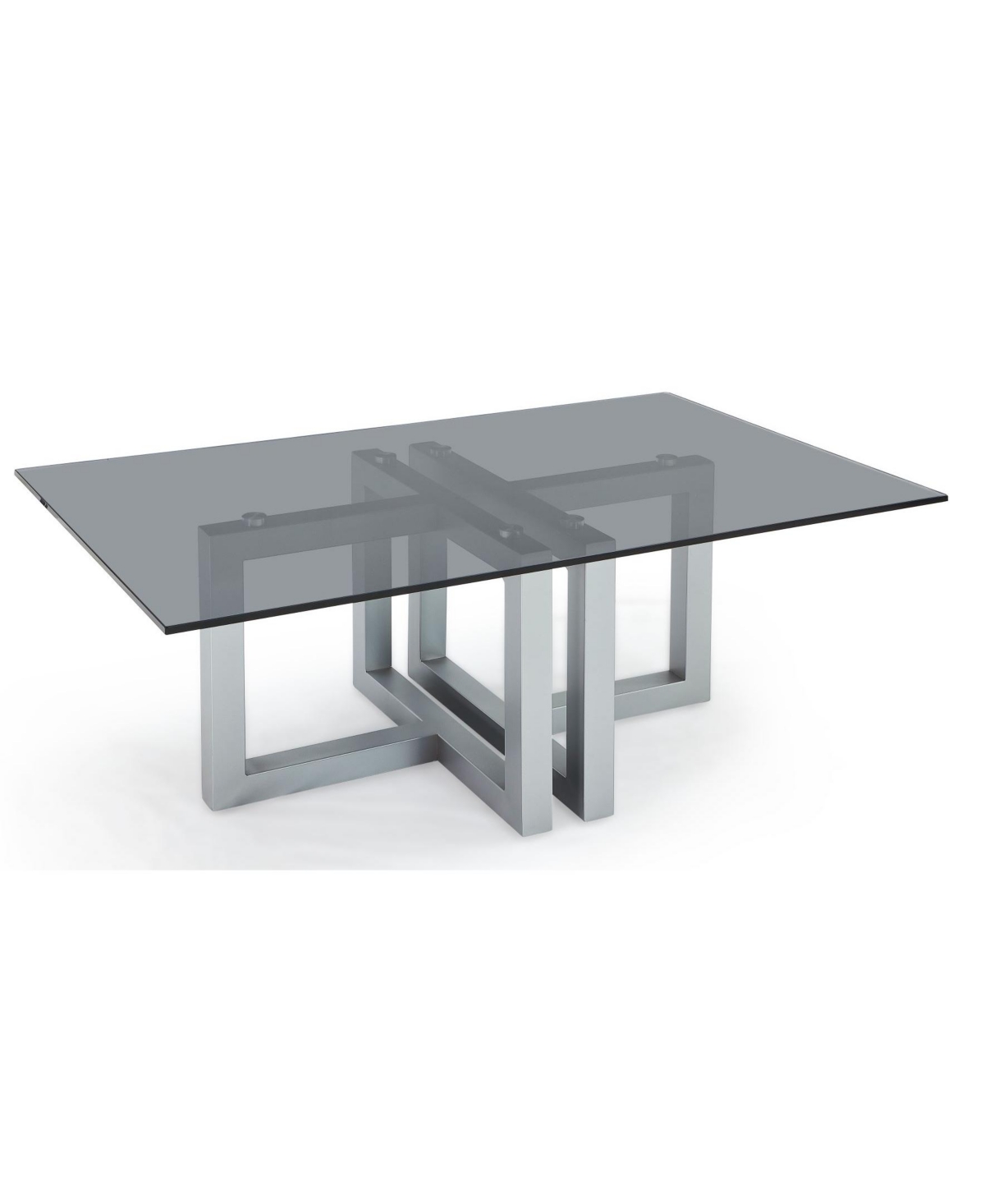 Macy's Emila 48" Rectangle Glass Mix And Match Coffee Table In Smoked Glass,silver Sky