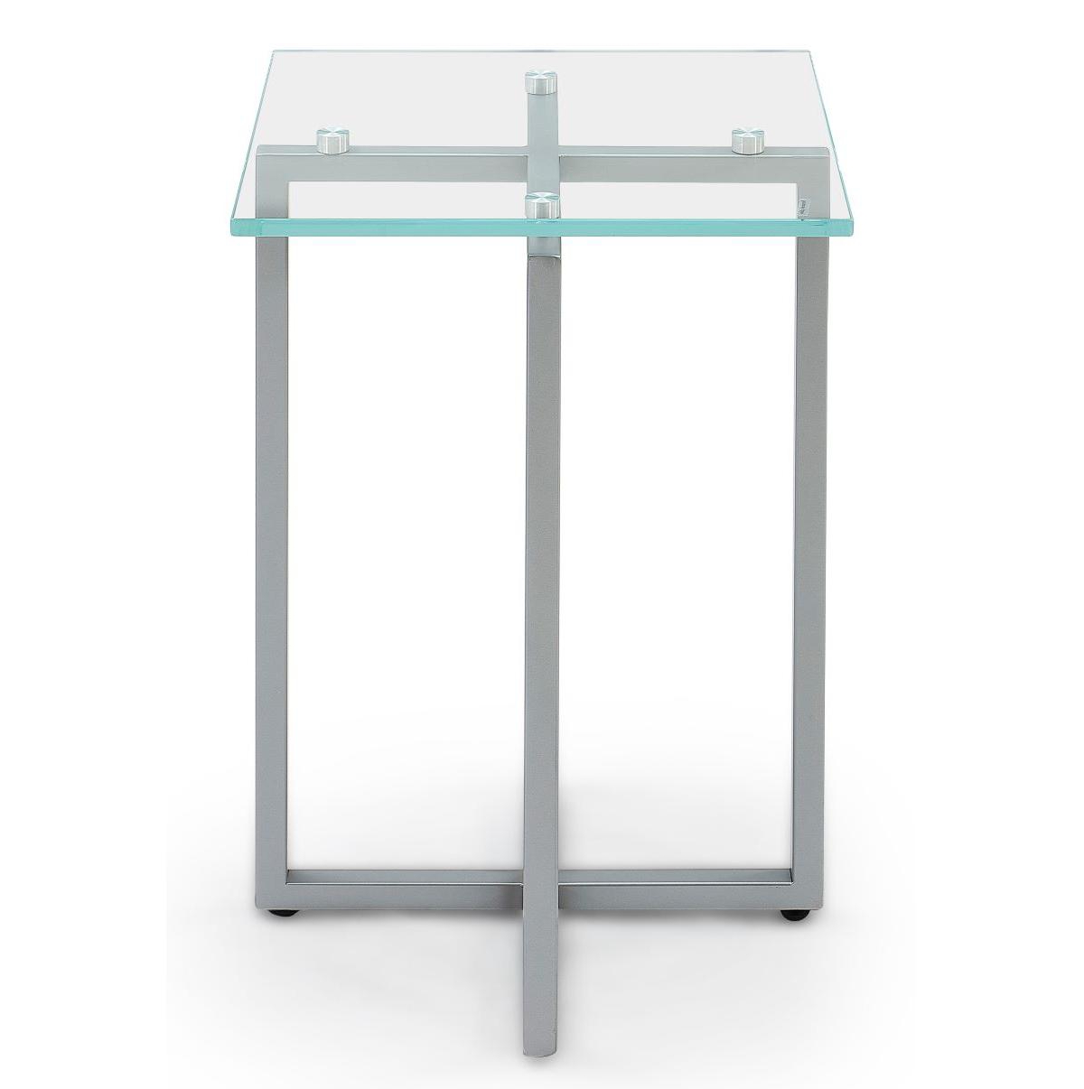 Macy's Emila 14" Square Sintered Stone Mix And Match Martini Table In Clear Glass,silver Sky