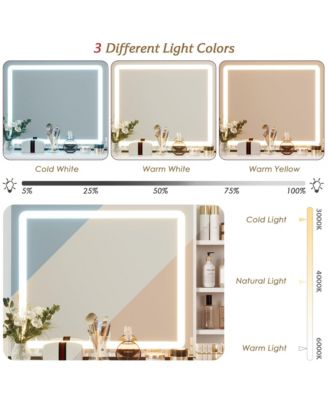 Vanity Desk with Mirror, Makeup Vanity Desk Charging Station,LED Light with 3 Lighting Modes