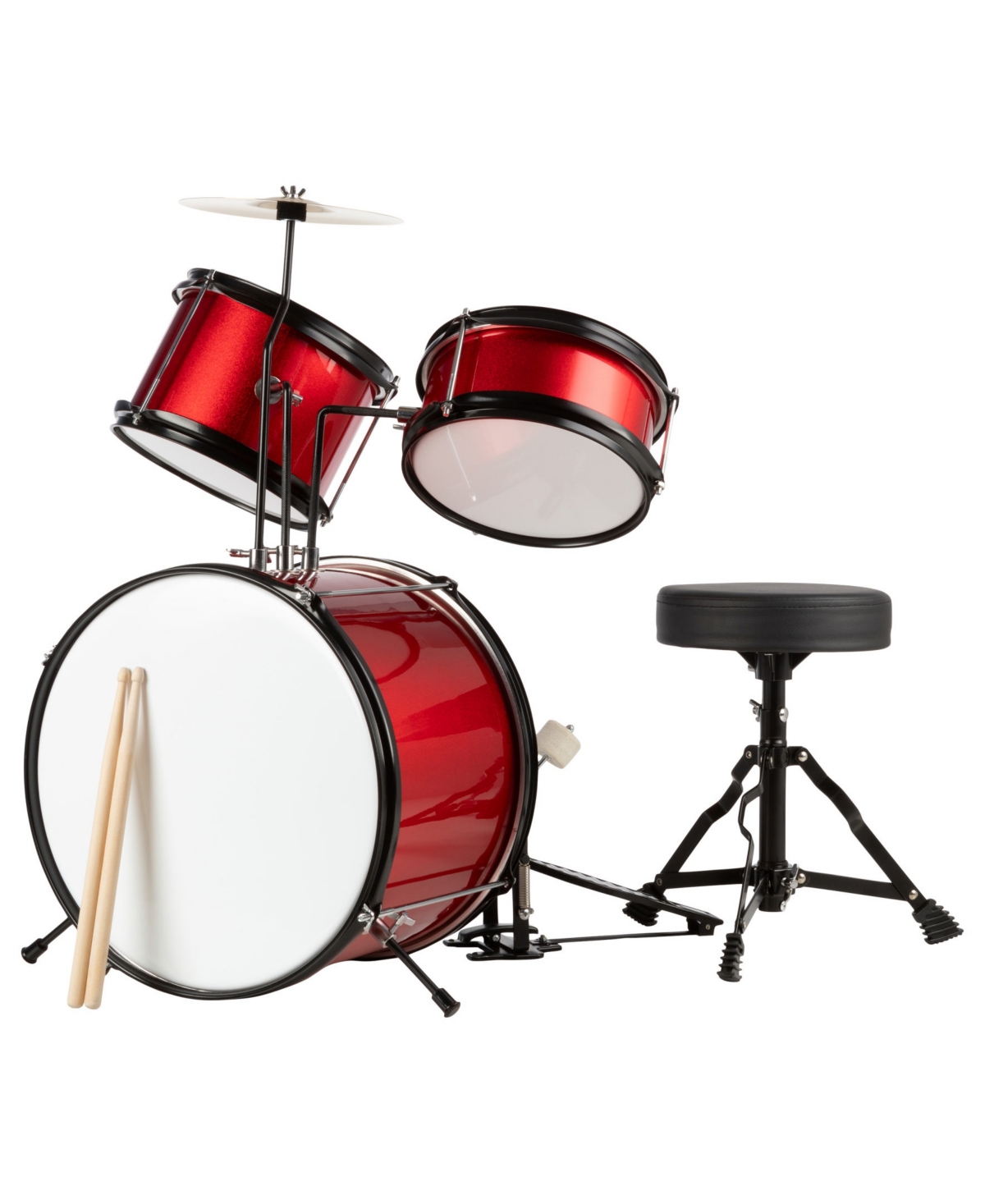 Trademark Global Hey Play 3-piece Beginner Drum Set In Red