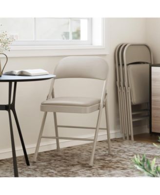 Padded Cushion Folding Chairs Metal Frame 4-Pack