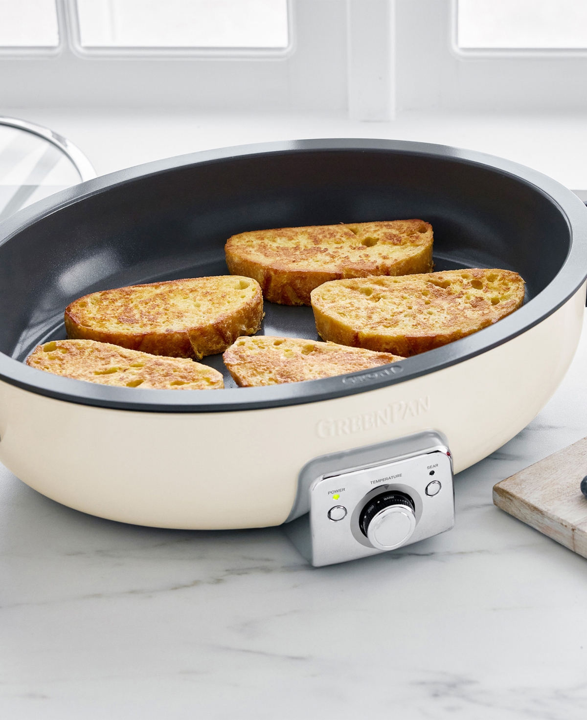Greenpan Elite 5.5 Quart Nonstick Oval Electric Skillet In Cloud Cream