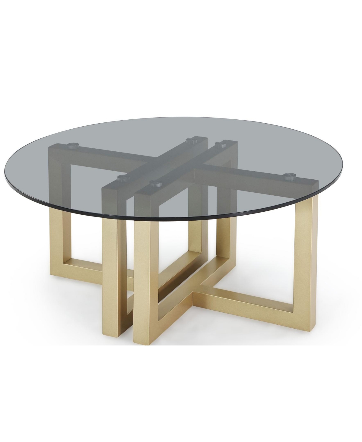Macy's Emila 38" Round Glass Mix And Match Coffee Table In Smoked Glass,champagne