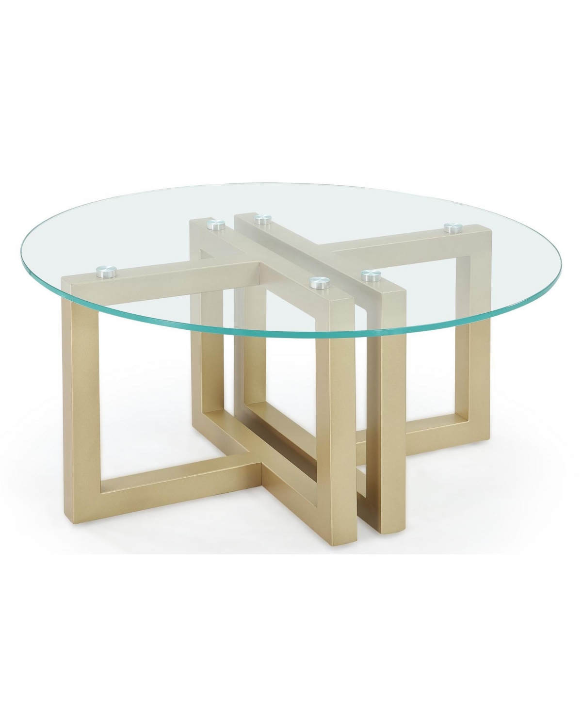 Shop Macy's Emila 38" Round Glass Mix And Match Coffee Table In Clear Glass,champagne