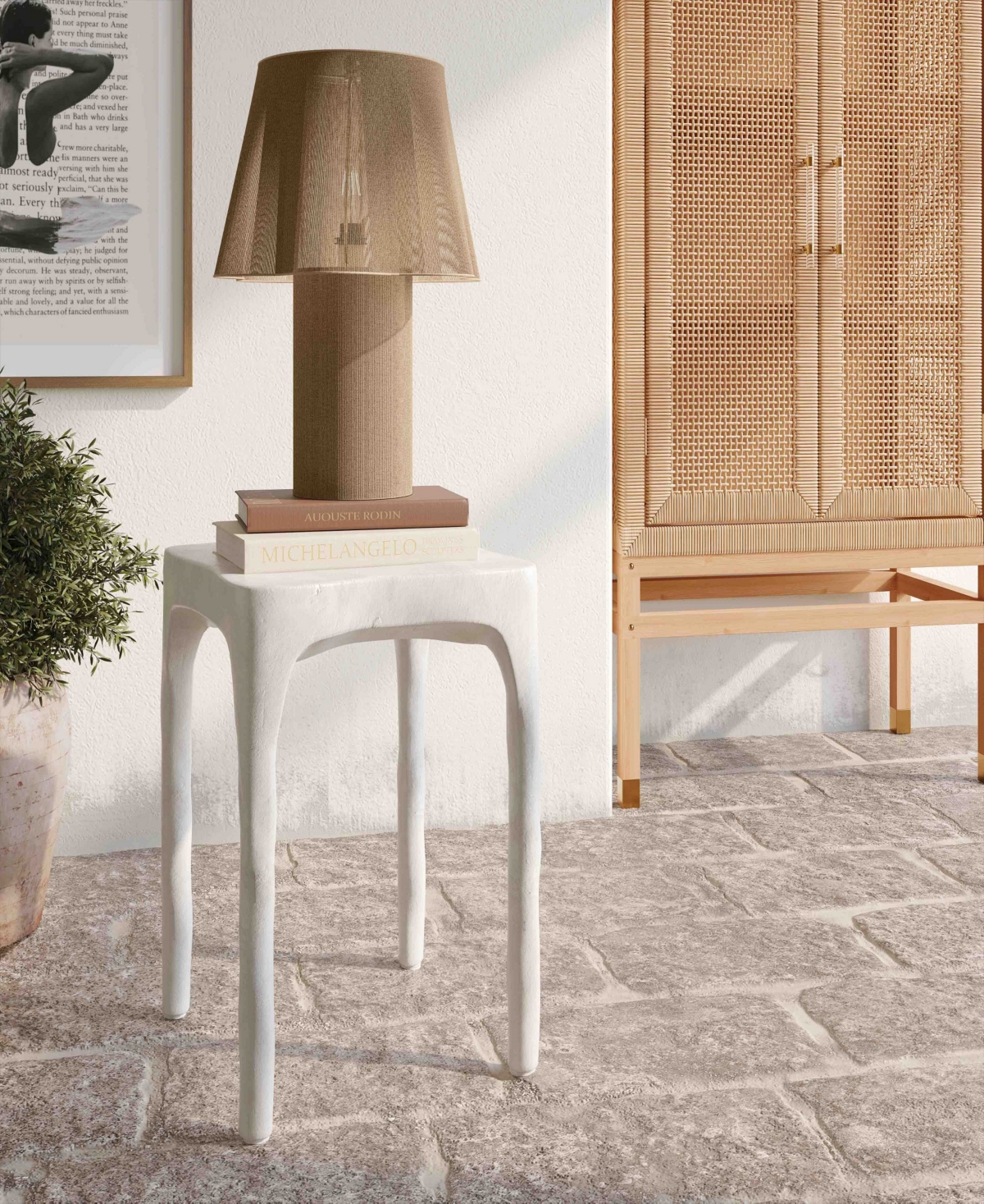 Tov Furniture Skully Textured Side Table In Cream