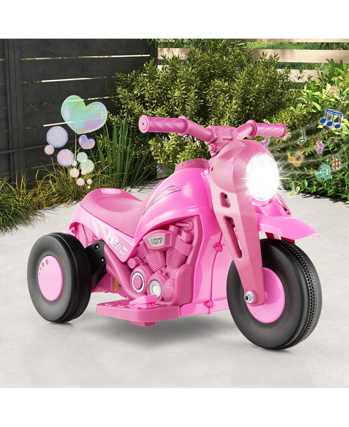 Gymax 6V Kids Bubble Car Electric Ride on Motorcycle w/ Music Button & Led Headlight