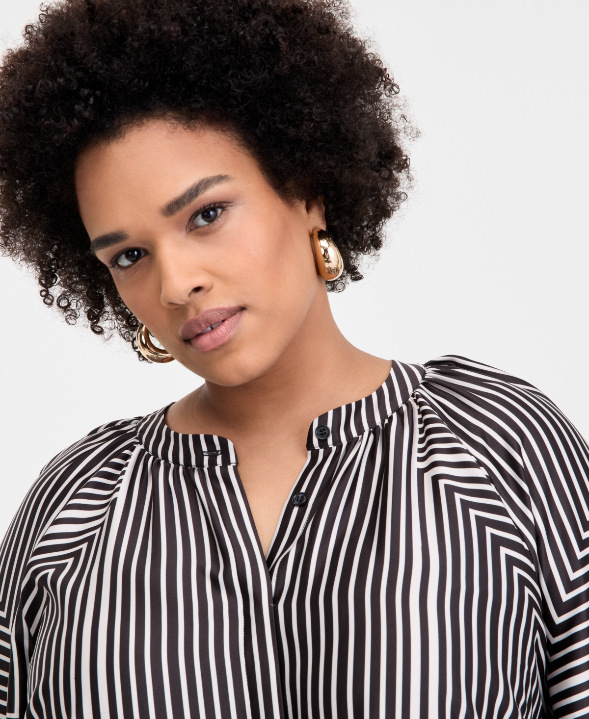 INC INTERNATIONAL CONCEPTS INC PLUS SIZE PRINTED BLOUSON-SLEEVE BLOUSE, EXCLUSIVELY AT MACY'S 