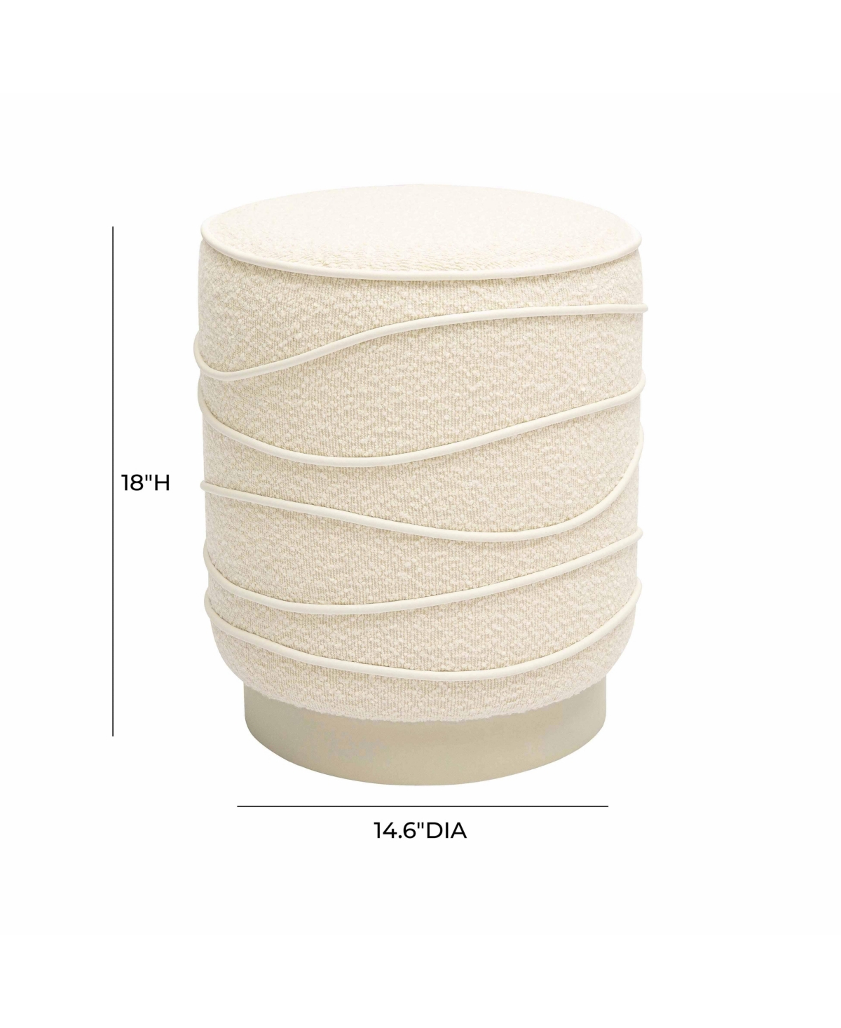 Tov Furniture Nero Boucle Ottoman In Cream