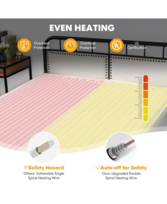 Safe Electric Heated Mattress Pad with 4 Size 8 Temperature 10-Hour Timer-King Size