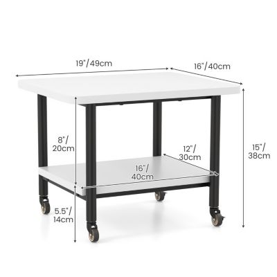 Under Desk Printer Stand with 360° Swivel Casters and Storage Shelves