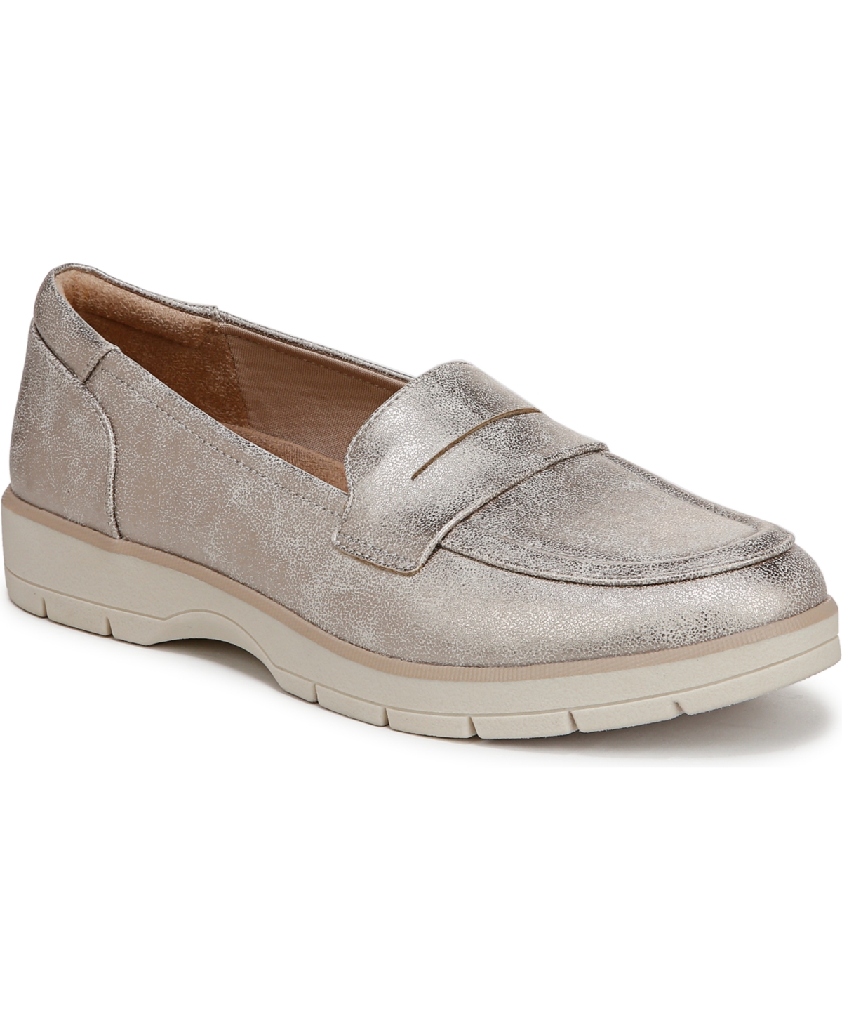 Shop Dr. Scholl's Women's Nice Day Lug Sole Loafers In Light Gold Faux Leather