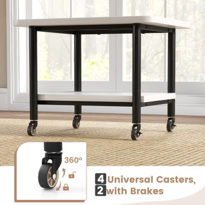 Under Desk Printer Stand with 360° Swivel Casters and Storage Shelves