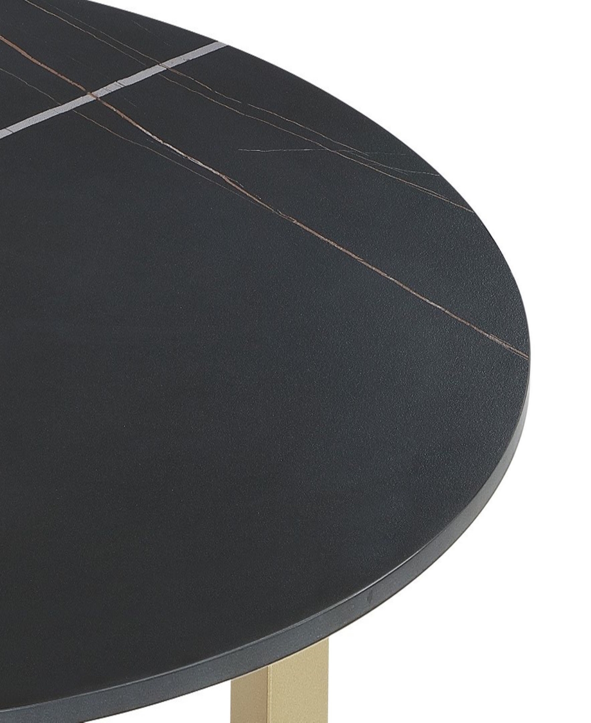 Macy's Emila 38" Round Sintered Stone Mix And Match Coffee Table In Black Sintered Stone,champagne