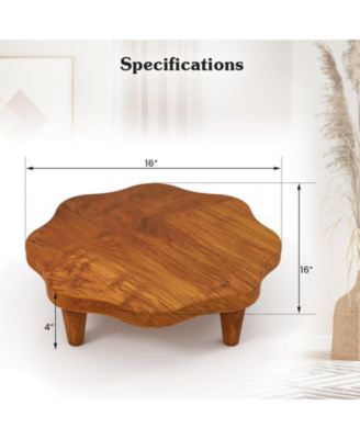 16" Teak Wood Pedestal Stand for Aroma and Snacks