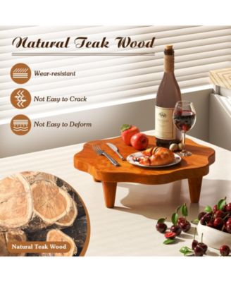 16" Teak Wood Pedestal Stand for Aroma and Snacks