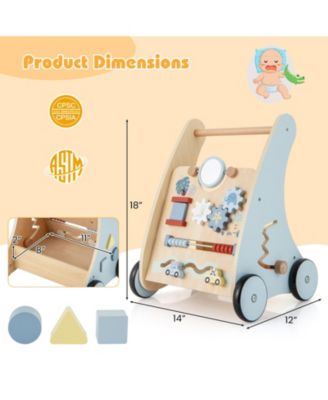 Wooden Baby Push and Pull Walker with Multi-Activity Learning Center