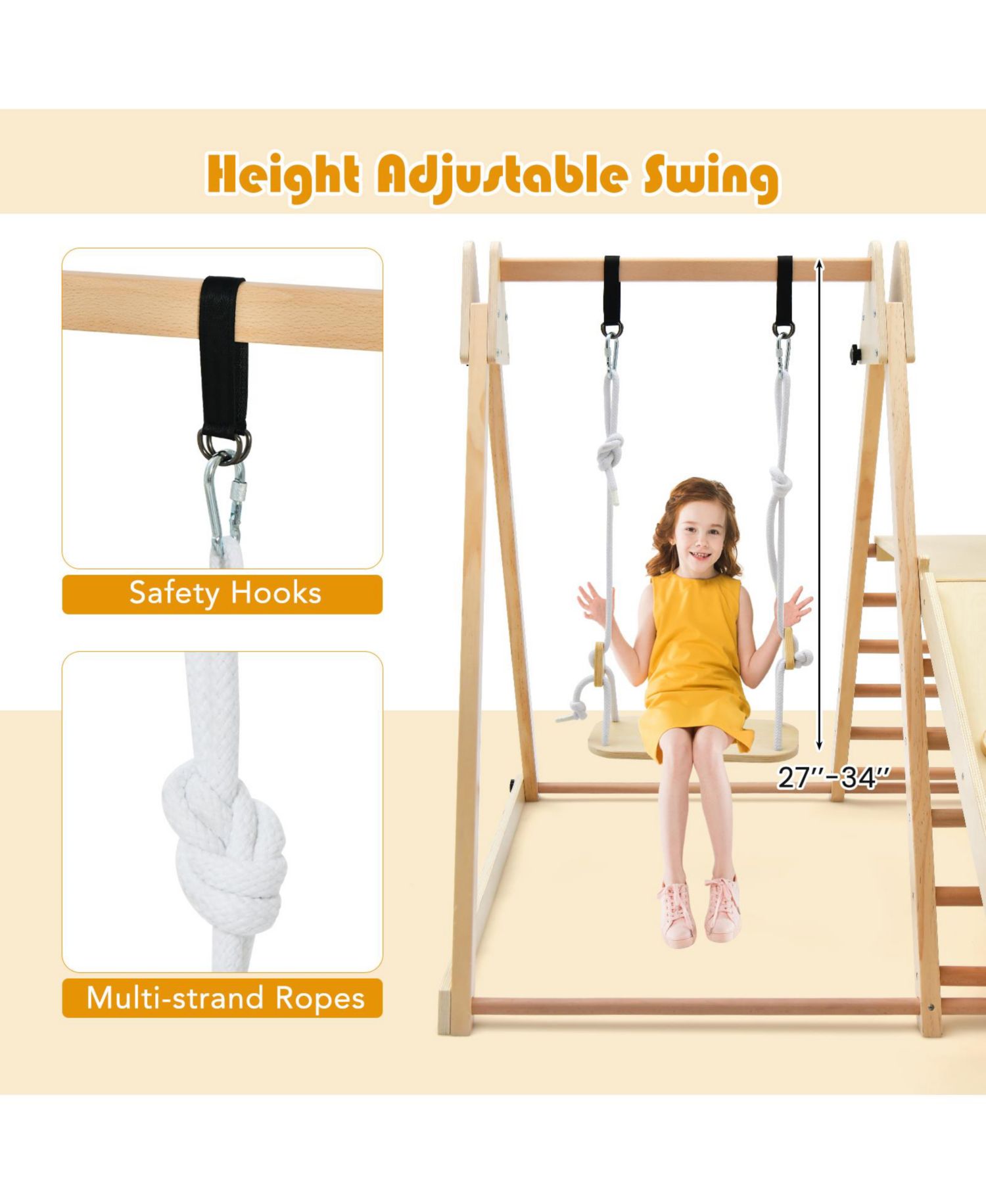 5-in-1 Foldable Adjustable-Swing Jungle Gym