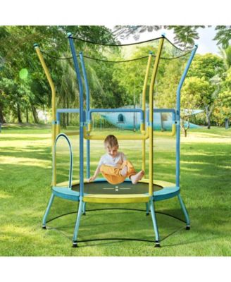 Mini Trampoline for Kids with Safety Enclosure Net and Foam Handles
