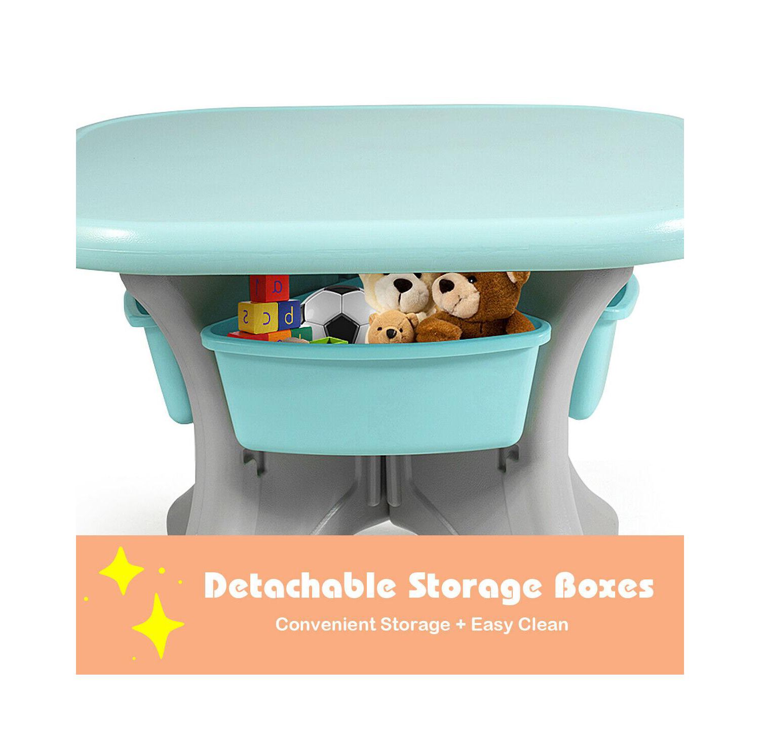 Kids In/Outdoor Plastic Storage Play Table & Chair Set, 3-Piece