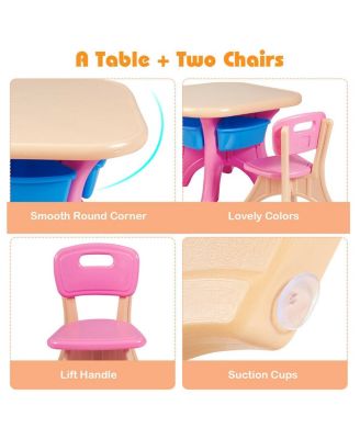 In/Outdoor 3-Piece Plastic Children Play Table & Chair Set