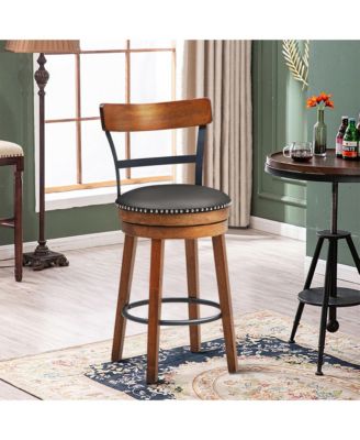 Set of 4 BarStool 25.5'' Swivel Counter Height Dining Chair with Rubber Wood Legs