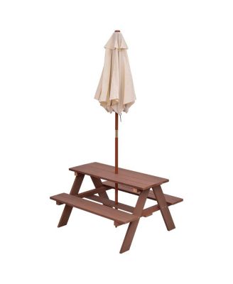 Outdoor 4-Seat Kid's Picnic Table Bench with Umbrella