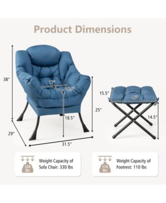 Modern Accent Sofa Chair with Folding Footrest and Side Pocket