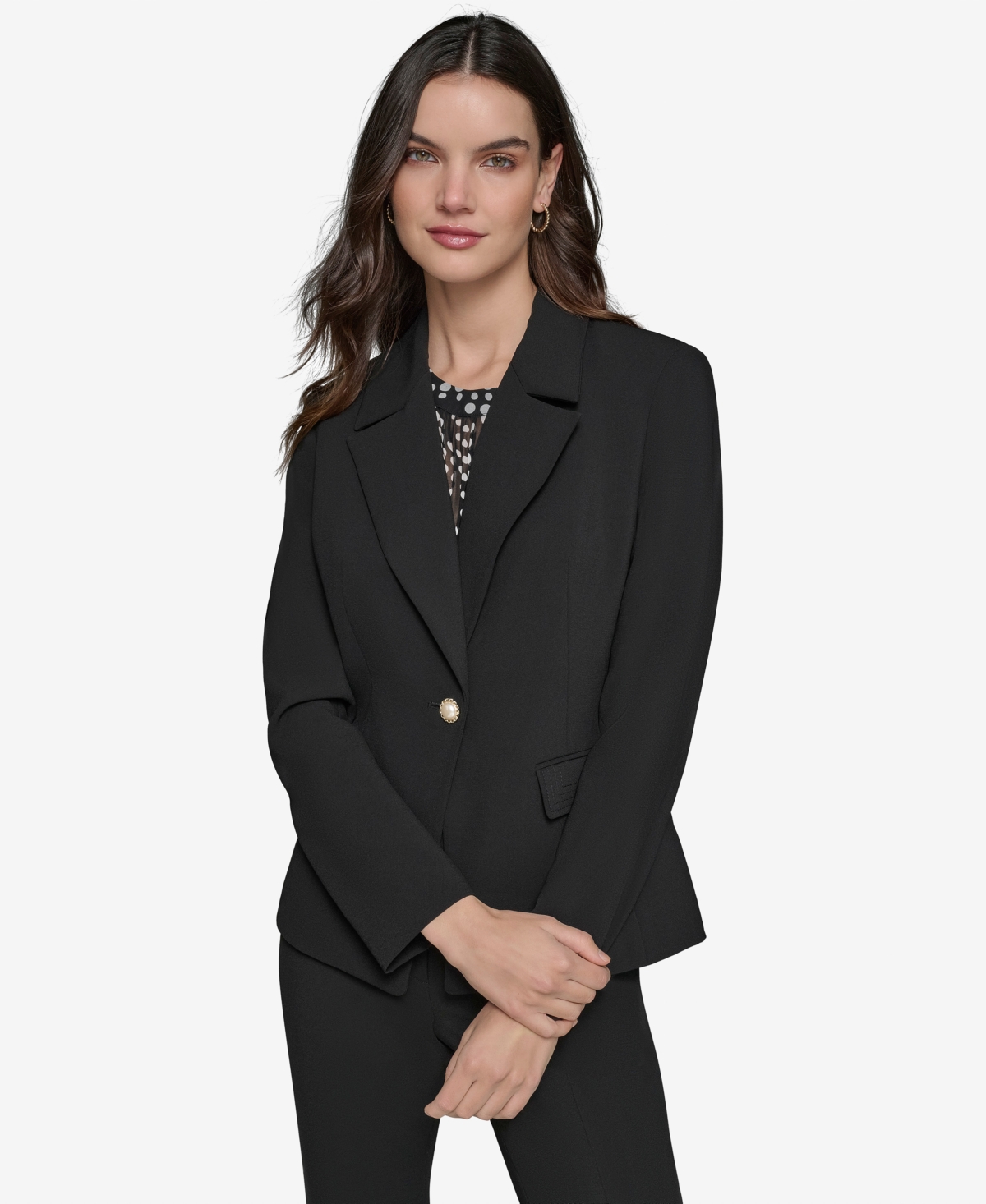 Karl Lagerfeld Women's Notched-lapel Single-button Blazer In Black