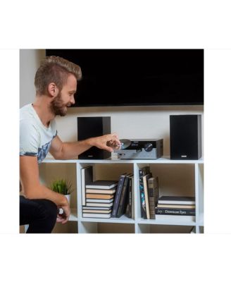 All-in-One Stereo System – CD Player, Bluetooth, FM Radio, USB & Aux Inputs, Remote Control, Compact Design, Superior Sound – Black