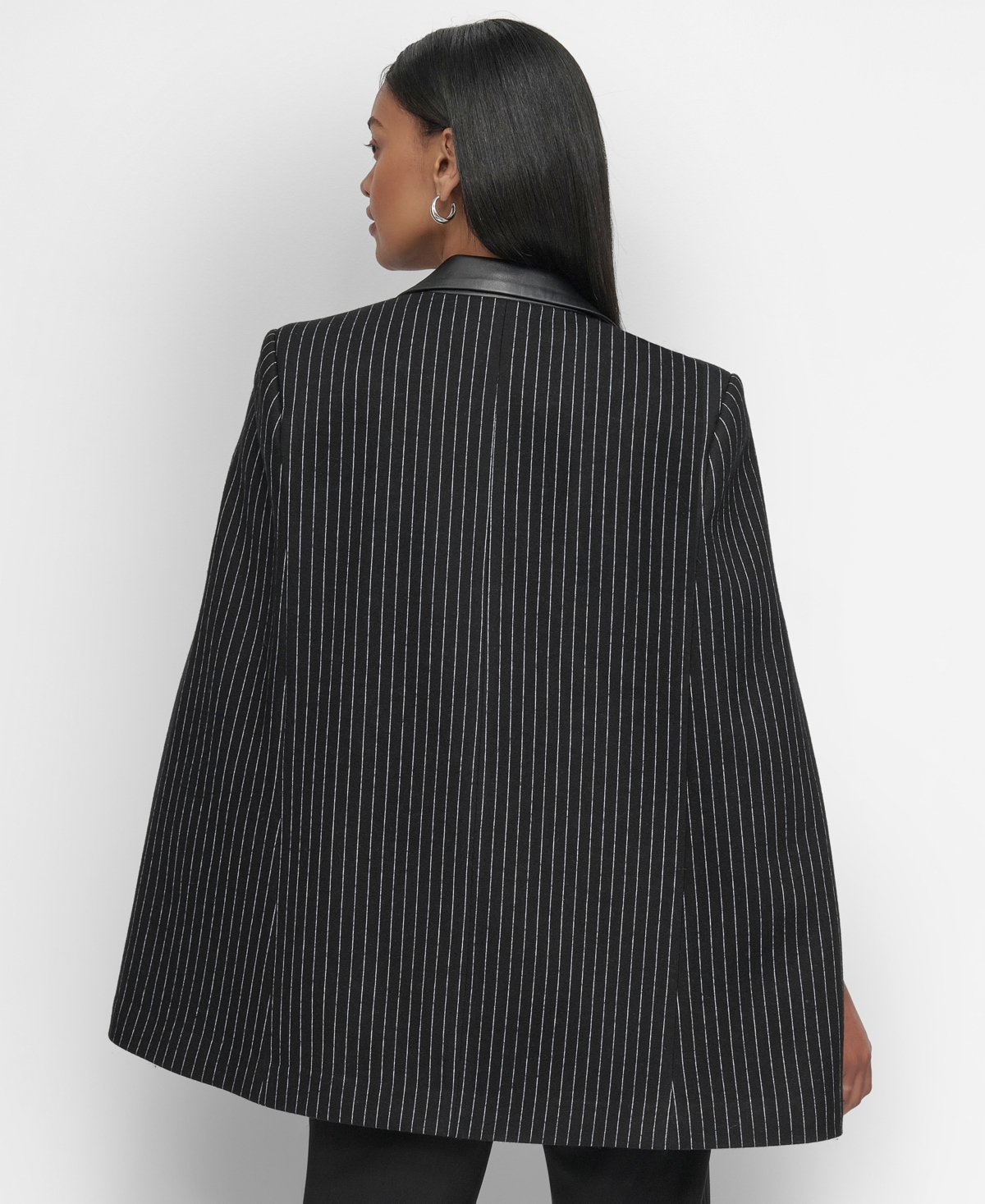 Dkny Women's Pinstriped Cape Jacket -wht