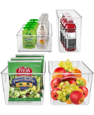 4-Piece Clear Plastic Container Bins