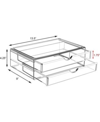 2 Clear Large Stackable Acrylic Drawers - for Organizing Make up, Nail Polish, Hair Accessories, and Beauty Supplies