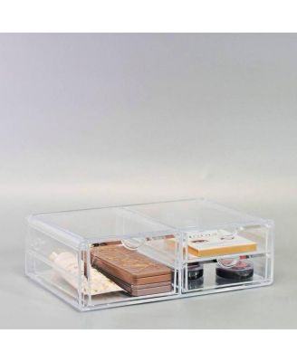 3 Clear Large Stackable Acrylic Drawers - for Organizing Make up, Nail Polish, Hair Accessories, and Beauty Supplies
