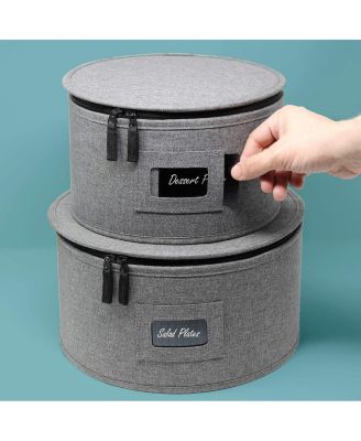 4-Piece Stackable Plate Carrier Set for Dinnerware, Plate Organization and Storage with Felt Plate Protector