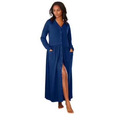 Plus Size Only Necessities Long Snap-Front Knit Lounger