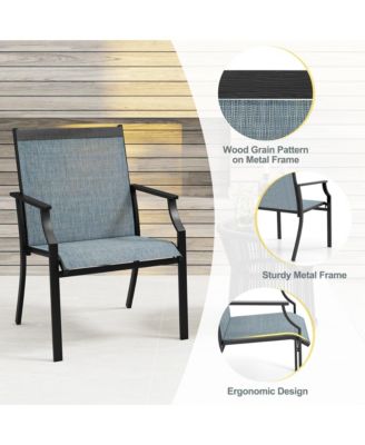 Set of 2 Patio Dining Chairs Outdoor Armchairs w/ Sturdy Metal Frame