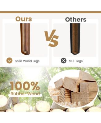 Set of 4 Upholstered PU Leather Barstools 27.5'' Wooden Dining Chairs Black & Brown