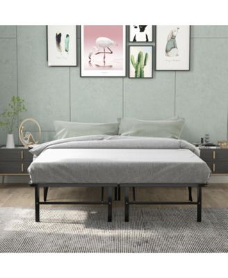 Queen Size Foldable Metal Platform Bed with Tool-Free Assembly-Queen size