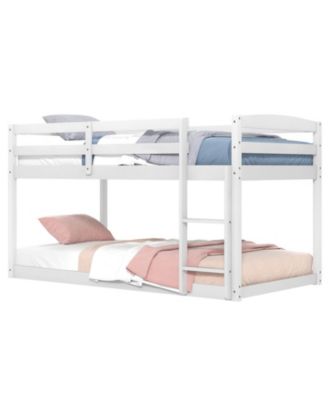 Twin Size Bunk Bed with High Guardrails and Integrated Ladder