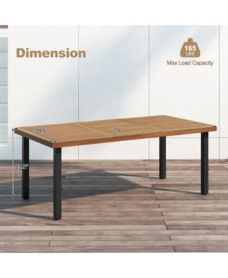 79 Inch Acacia Wood Dining Table 8-Person Patio Table with 1.9 Inch Umbrella Hole and Adjustable Foot Pads