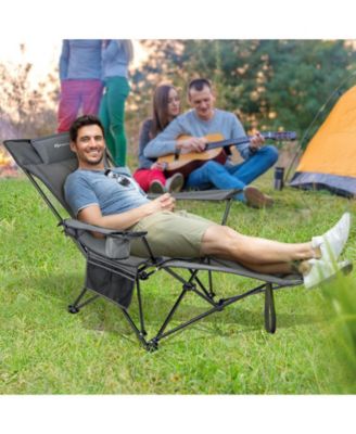 Reclining Camping Chair with Detachable Footrest and Headrest