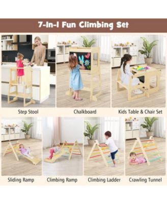 7-in-1 Toddler Climbing Toy Connected Table and Chair Set for Boys and Girls Aged 3-14 Years Old