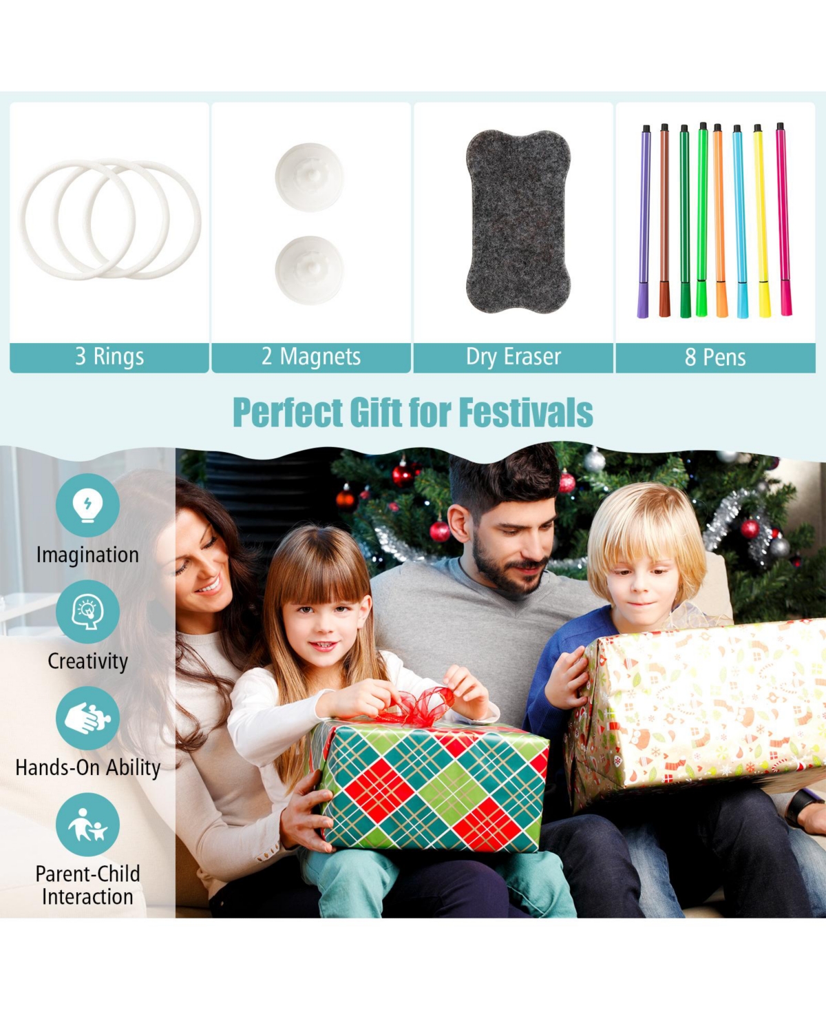 Gouun Kids Art Easel with Chair and 3-Level Adjustable Whiteboard