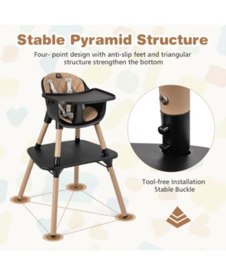 4-in-1 Baby Convertible Toddler Table Chair Set with PU Cushion